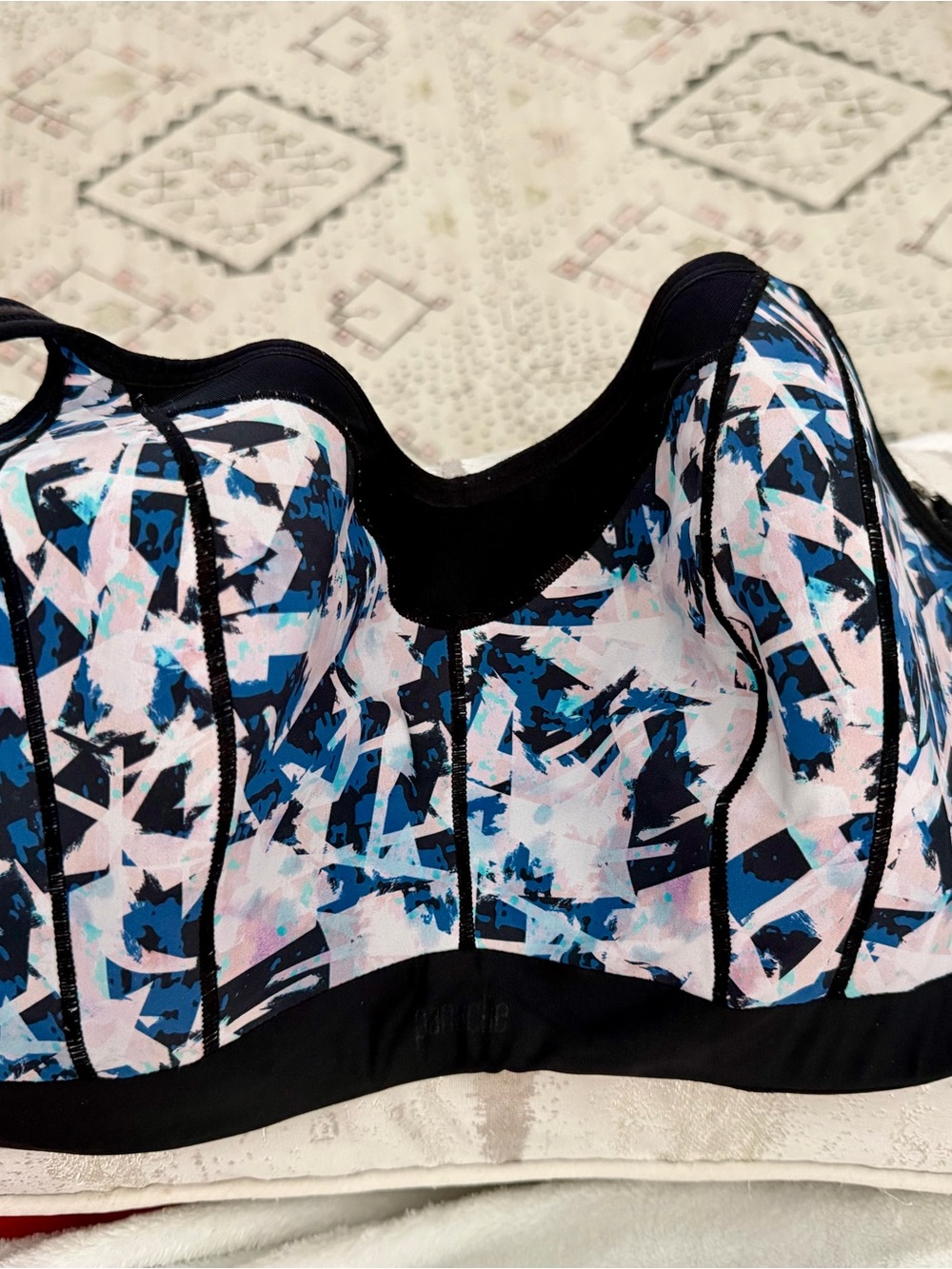 Panache Abstract Print Sports Bra - Blue, Pink & Black